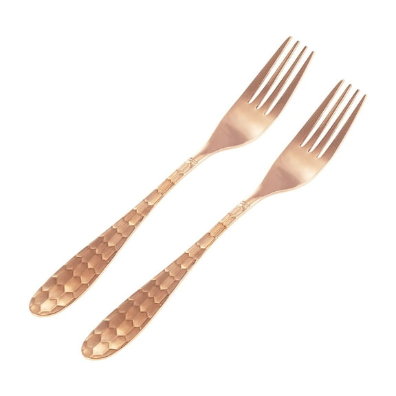 99.9% Pure Copper Fork Hammered Design , Set of 2, Copper Tableware (Length 7.28 inches, Width0.78 inches)