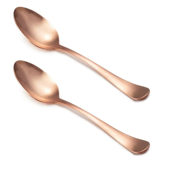 Wollet 99.9% Pure Copper Spoon Blank Design, Set of 2, Copper Dinner Spoon, Soup Spoon, Copper Tableware (Length:7.28 inches, width:1.5inches)