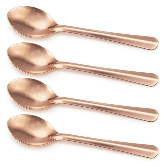 99.9% Pure Copper Spoon Blank Design, Set of 4, Copper Dinner Spoon, Soup Spoon, Copper Tableware (Length:5.9 inches, width:1.37inches)