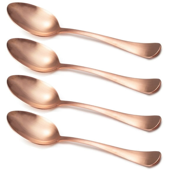 Wollet 99.9% Pure Copper Spoon Blank Design, Set of 4, Copper Dinner Spoon, Soup Spoon, Copper Tableware (Length7.1 in, width1.6in)