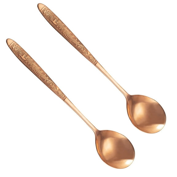 99.9% Pure Copper Spoon, Embossed Phoenix Copper Utensil, Set of 2, Solid Copper Soup Spoon , Length:8.26 inches, Width:1.57 inches