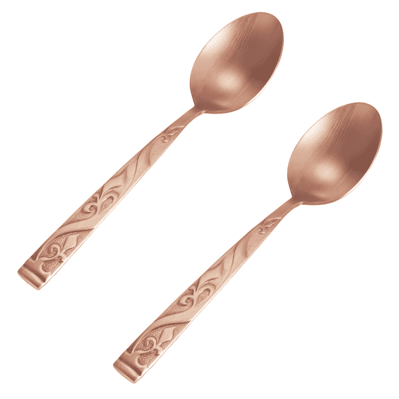 99.9% Pure Copper Spoon, Set of 2，Soup Dinner Spoon, Thick Solid Copper Tableware (Length：7 in, width：1.6in)