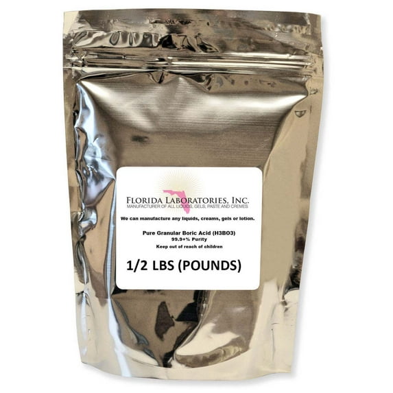 99.9% Pure Fine Granular Powder Boric Acid, Half Pound, 1/2 Lbs, Create Your Own Solution