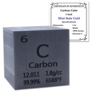 99.99% Pure 1 Inch Graphite Carbon Cube - Element Design with Certificate of Authenticity