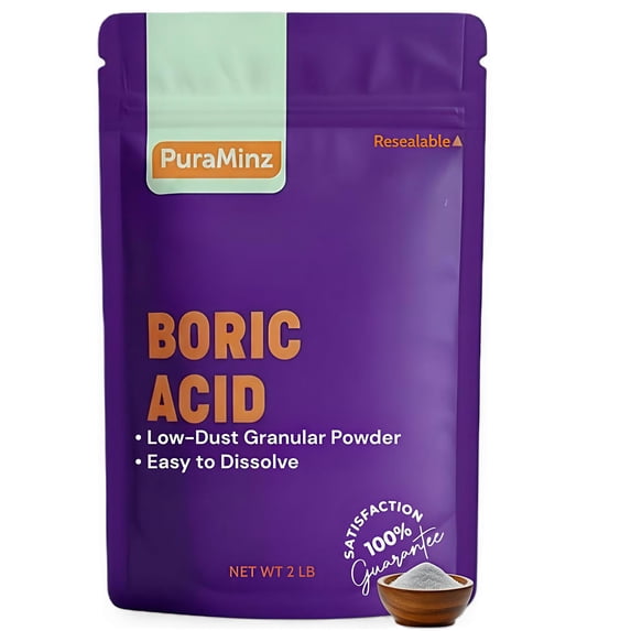 Pure Boric Acid Low Dust Fine Granular Powder (2 LB) – Non-Clumping Formula - Professional Grade Multi-Purpose Cleaner | Stain Remover | Laundry Booster | Drain Opener | Deodorizer