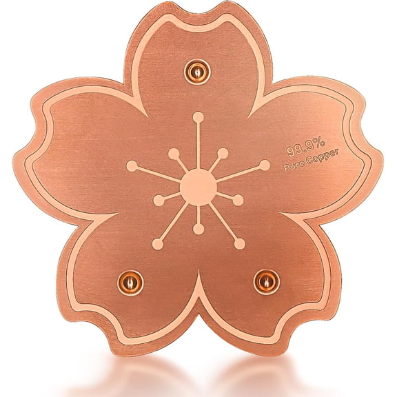 99.99% Pure Copper Bird Bath Disk, Triple Point Support Design Lower Cleaning Frequency for Physical Safe Water Purify Outdoor Bird Bowls All-Season (1, Copper Flower)
