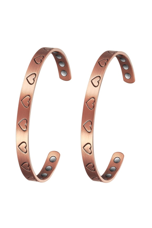 Heart Copper Magnetic Bracelets Set for Women, Adjustable Cuff Copper Jewelry