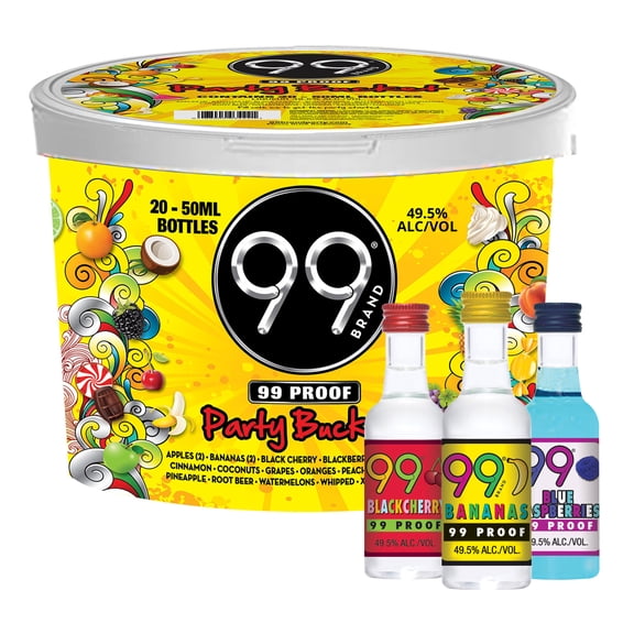99 Brand Liqueur Party Bucket, 50ml Liquor, 20 Count, 49.5% Alcohol