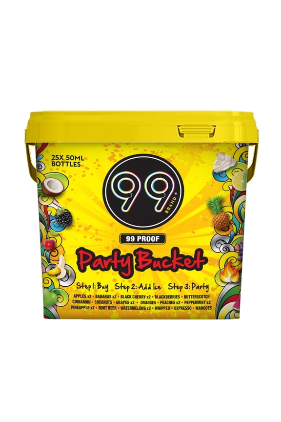 Multi-flavor Party Bucket Liqueur, 25 Pack 50ml 99 Proof