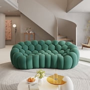 99 Bubble Couch Modern, Oversized Curved Couches, Lazy Floor Sofa, Green Bubble Couch,Modern Upholstered Comfy Mesh Fabric 3D Honeycomb Shape Couches for Living Room,Office,Apartment,3-Seater