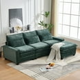 thumbnail image 1 of 99'' Cloud Couch Green Sectional Deep Seat L-Shaped Chenille Sofa with 4 Seats and Movable Ottoman, comfy sectional couches for living room, 1 of 10