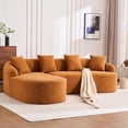thumbnail image 1 of 99" Curved Sectional Sofa with Chaise, Modern Luxury Chenille Cloud Couch for Living Room, Heavy Duty Oversized Deep Seat 3-Seater, 700lbs/Seat Weight Capacity, No Assembly, Orange, 1 of 13