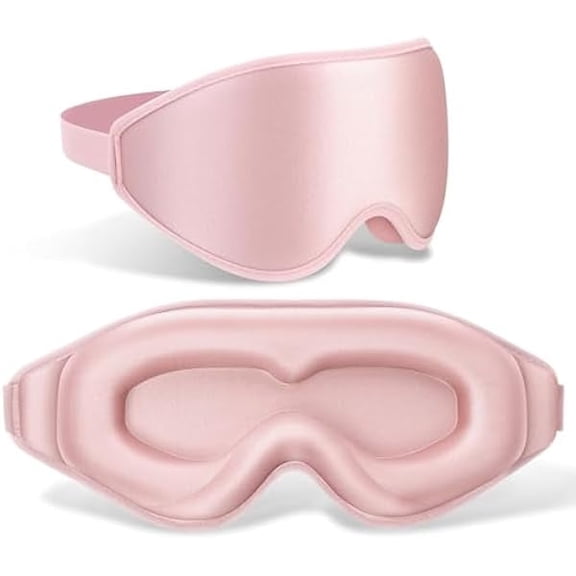 99% Fully Block Out Light Eye Sleep Mask, 3D Deep Contoured Eyes Cover Zero Pressure, Long Lash Extension Eyes Mask with Adjustable Straps for Sleeping Travel Home Nap Rest Women Men (Pink)
