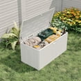 thumbnail image 1 of 99 Gallon Deck Box, Waterproof Resin Outdoor Storage Box, Lockable Patio Container & Bench for Furniture Cushions, Garden Tools, 1 of 7