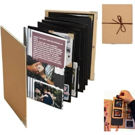 99+ Inch Accordion Scrapbook Album, Stretchable Foldable DIY Blank Anniversary Scrapbook Kit, Handmade Memory Books Photo Albums ,Stretchable Foldable Photo Album with DIY Material Kit(5.9 * 8.3in)