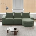 thumbnail image 1 of 99-Inch Chenille Cloud Curved Sectional Sofa with Chaise, L-Shaped Modern Boneless Couch with Deep Seats, Chenille Sectional Sofa for Living Room and Bedroom, No Assembly Required (Green), 1 of 10