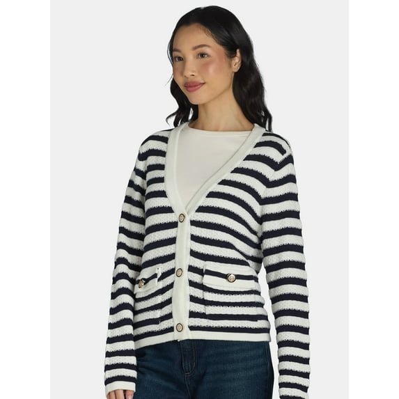 99 Jane Street Women's Button Front V-Neck Cardigan, Midweight, Sizes XS-XL