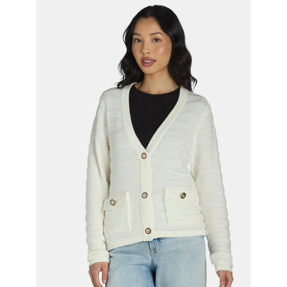 99 Jane Street Women's Button Front V-Neck Cardigan, Midweight, Sizes XS-XL