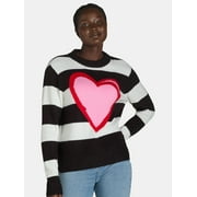 99 Jane Street Women’s and Women's Plus Striped Sweater with Bow Design, Sizes XS-4X
