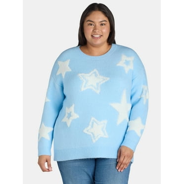 99 Jane Street Women's Plus Loop Texture Pullover Sweater with Long Sleeves, Sizes 1X-4X
