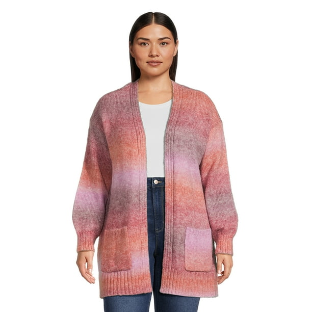 99 Jane Street Women s Plus Size Drop Shoulder Open Cardigan with Balloon Sleeves