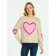 thumbnail image 1 of 99 Jane Street Women's and Women's Plus Valentines Heart Sweater, Midweight, Sizes XS-4X, 1 of 5
