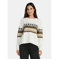 thumbnail image 1 of 99 Jane Street Women's and Women's Plus Fair Isle Pullover Sweater, Midweight, Sizes XS-4X, 1 of 5
