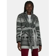 99 JANE STREET Women's and Women's Plus Size Shawl Collar Cardigan Sweater with Fringe, Midweight, Sizes XS-4X