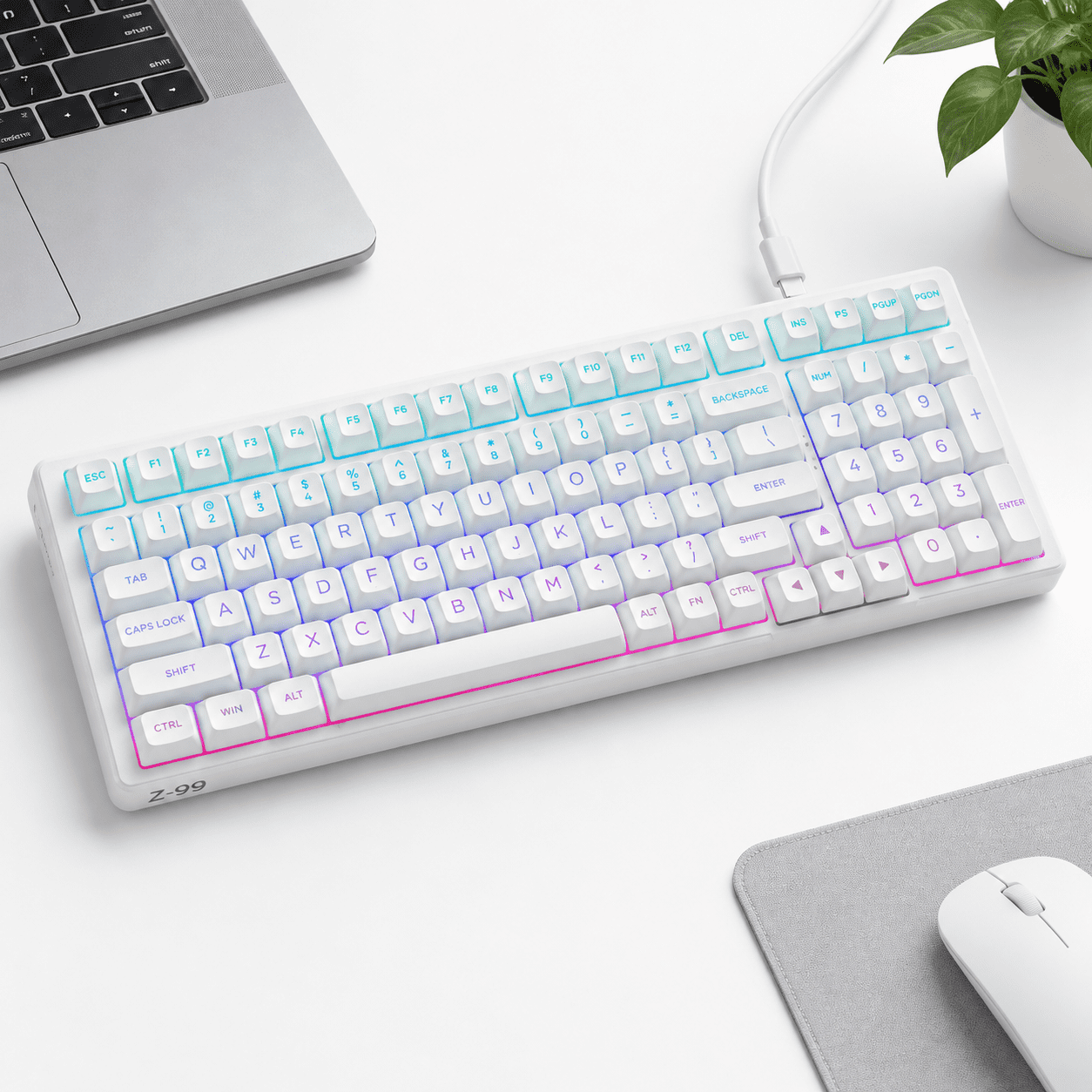 99 Key 96% Layout Wired Mechanical with RGB Backlight, White - Walmart.com
