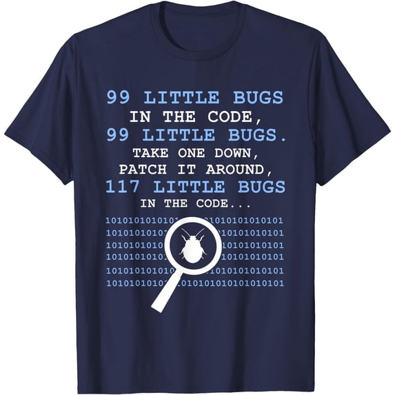 99 Little Bugs In The Code Softstyle Unisex T-Shirt,Navy Color,Size 5XL