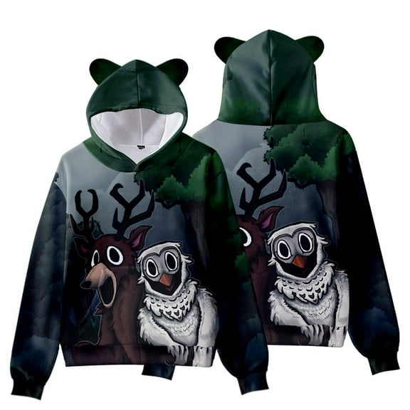 99 Nights In The Forest 3D Figure Printed Hoodie Kids Funny 99 Nights In The Forest Cat's Ear Shaped Sweatshirt