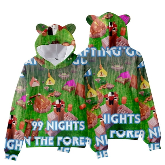 99 Nights In The Forest 3D Figure Printed Sweatshirt for Kids 99 Nights In The Forest Cat's Ear Shaped Hoodie