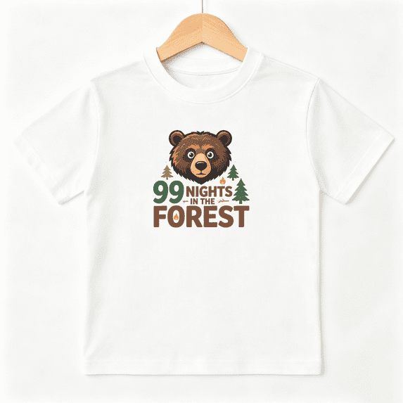 99 Nights In The Forest Bear Boys Graphic Tees Outdoor Kids T-Shirt 100% Cotton Short Sleeve Tops Ages 4-13Y