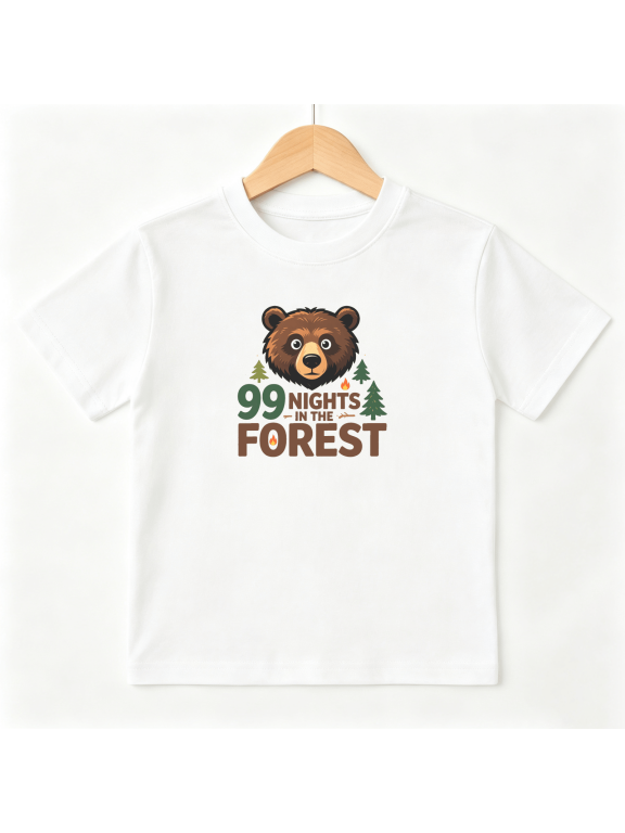 99 Nights In The Forest Bear Boys Graphic Tees Outdoor Kids T-Shirt 100% Cotton Short Sleeve Tops Ages 4-13Y