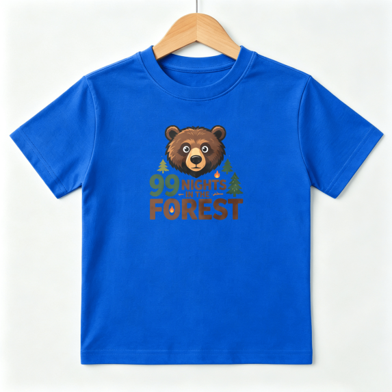 99 Nights In The Forest Bear Boys Graphic Tees Outdoor Kids T-Shirt 100% Cotton Short Sleeve Tops Ages 4-13Y