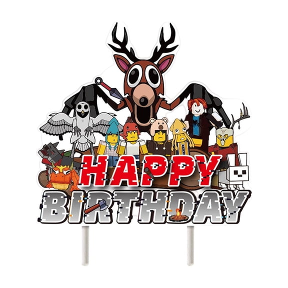 99 Nights in The Forest Birthday Party Decoration Set with Pull Flag Cake Insert Balloons Party Decoration