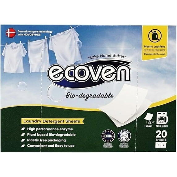 Ecoven Household Adult Laundry Detergent Sheets, 20 Box Set(20 Sheets 1 Box)