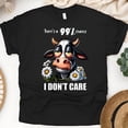 thumbnail image 1 of 99 Percent Chance I Don’t Care Cow Cartoon Graphic Tee for Men and Women, Black, Size S, 1 of 6