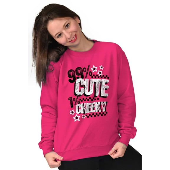 99 Percent Cute Cheeky Sassy Attitude Women Crewneck Sweatshirt Brisco Brands S