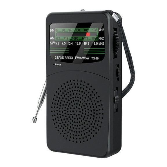 -99 Portable Full Band Radio Mini FM AM SW Radio Receiver with High Power Speaker Support LED Light Wired Headset