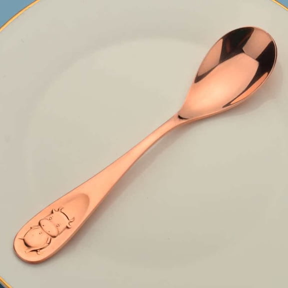 99.% Pure Copper Spoon, Rice Spoon, Soup Spoon, Copper Tableware,12 Zodiac Spoon, Length:6.4'' Width:1.37''