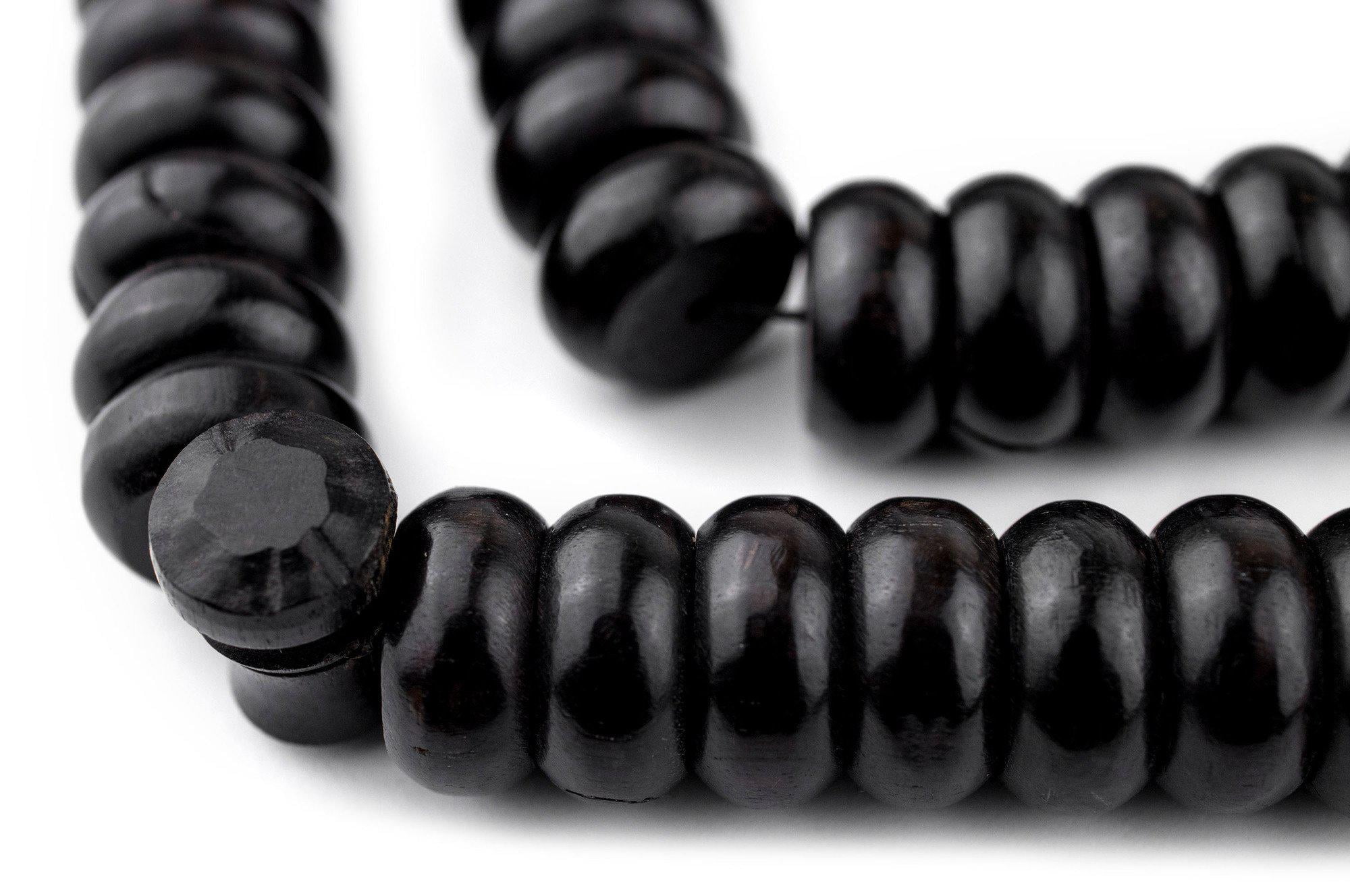 99 Rondelle Black Ebony Arabian Prayer Beads (14mm), Islamic