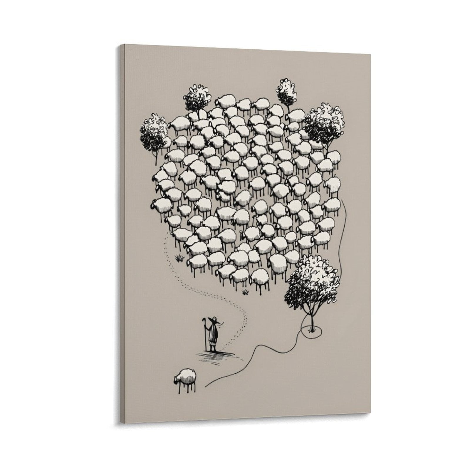 99 Sheep And One Lost Sheep Christian Canvas Wall Art – Jesus Bible ...
