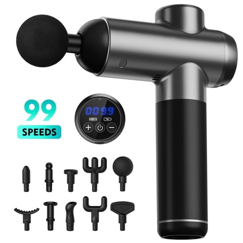 Cshidworld 99 Speed Adjustable Fascial Massage Gun, Handheld, Deep Tissue Massage, Motorized Silent Portable with 10 Customized Massage Heads for Muscle Soreness and Stiffness.