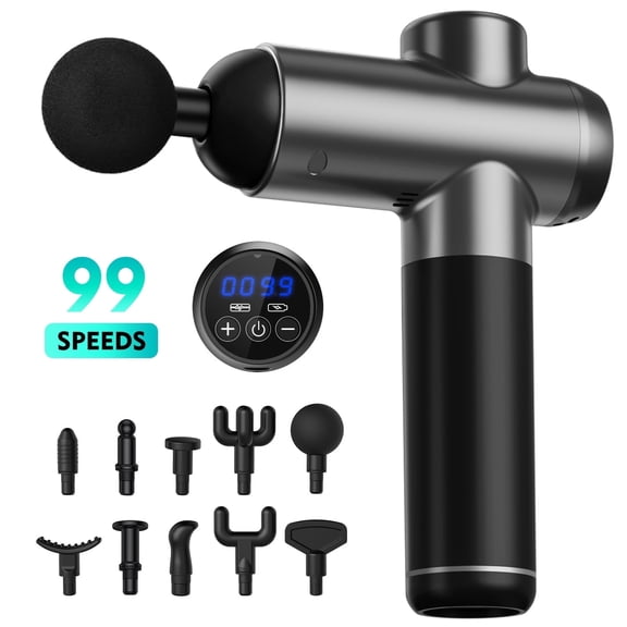 Cshidworld 99 Speed Adjustable Fascial Massage Gun, Handheld, Deep Tissue Massage, Motorized Silent Portable with 10 Customized Massage Heads for Muscle Soreness and Stiffness.