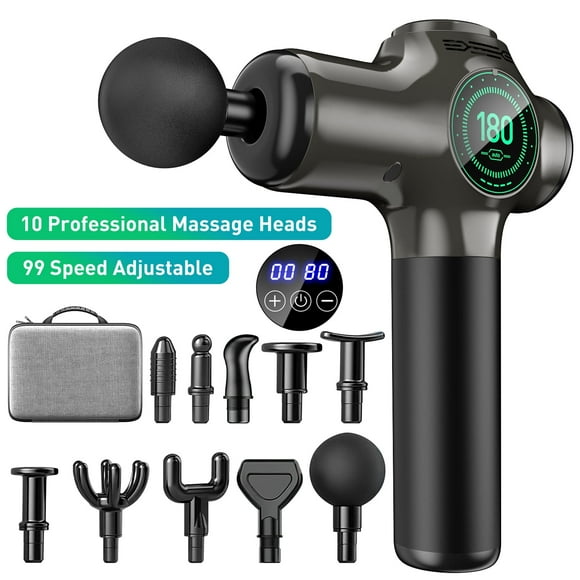 99 Speed Massage Gun, Upgrade Deep Tissue Back Massager with 10 Massages Heads & Silent Brush Motor, Percussion Massage Guns for Athletes for Pain Relief, Quiet Electric Massager for Treatment, Relax