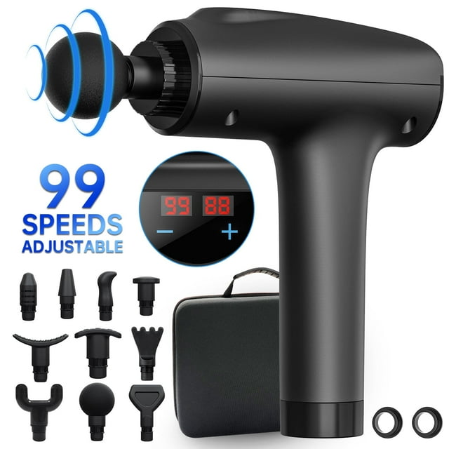 99 Speed Muscle Massage Gun, Deep Tissue Muscle Massager for Pain Relief, Handheld Electric Body Massager Sports Drill Portable Super Quiet Brushless Motor