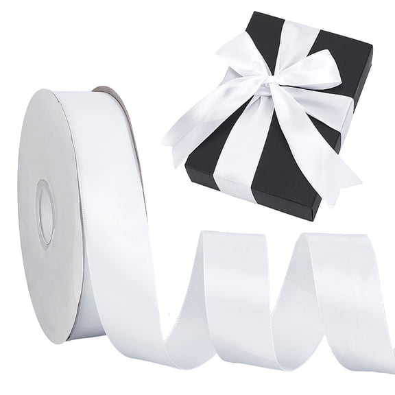 99 Yards White Satin Ribbon 1.5 Inches Wide Solid Fabric Lace Ribbon Polyester Silk Lace Trim
