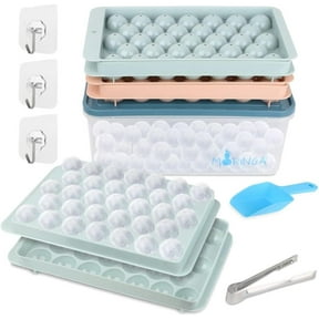 99-piece Ice Sphere Tray with Bin w/Lid for Freezer, Round Ice Mold for Chilling Cocktail Whiskey & Tea & Coffee, includes 3 Trays 1 Transparent Ice Container 1 Scoop 1 Tongs 3 Storage Hooks