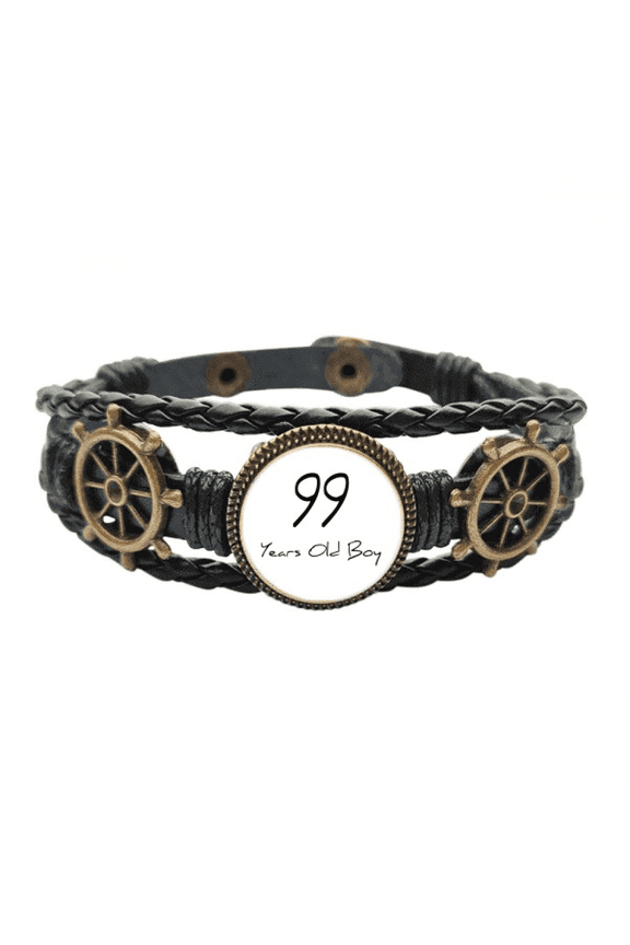99 years old Boy Age Longevity Leather Braided Ocean Bracelet Wristband
